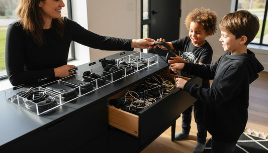 organized tech storage home