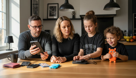 family choosing phone cases