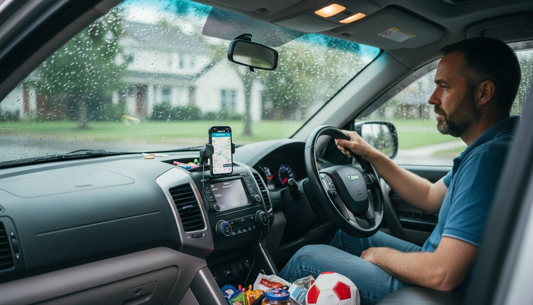 Family car driver with magnetic phone mount