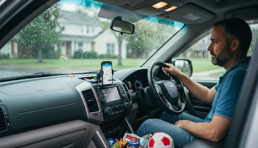Family car driver with magnetic phone mount