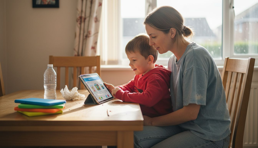 Parent and child checking device safety at home